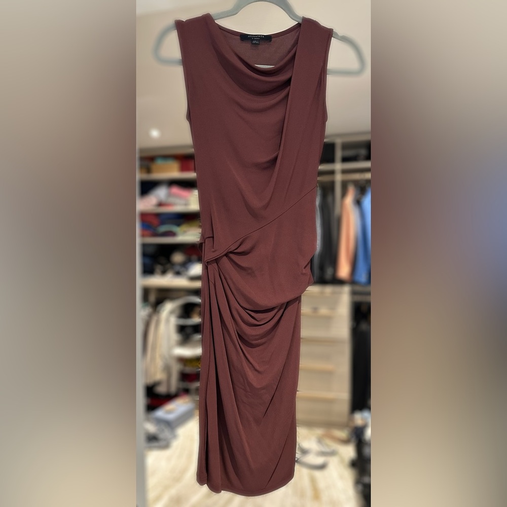 All Saints Deep Burgundy midi dress
